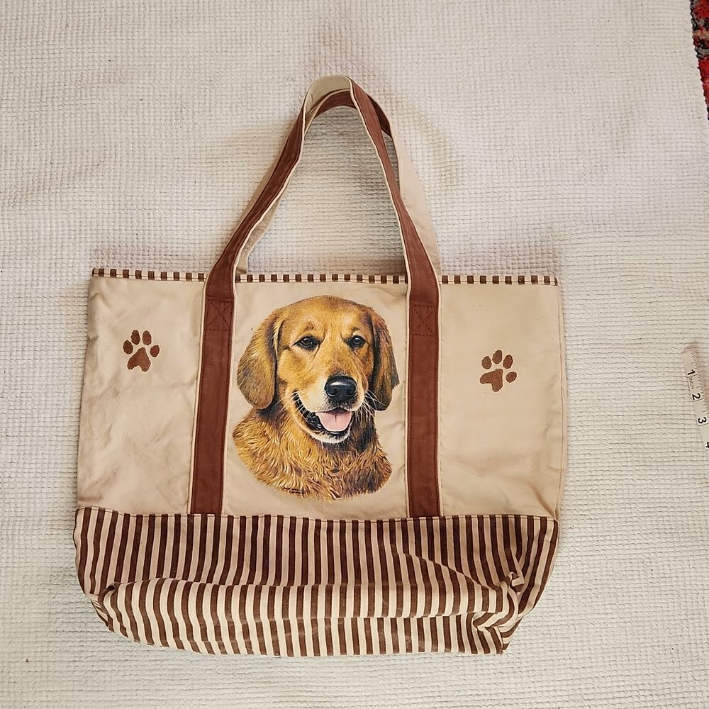 Dog print canvas tote bag